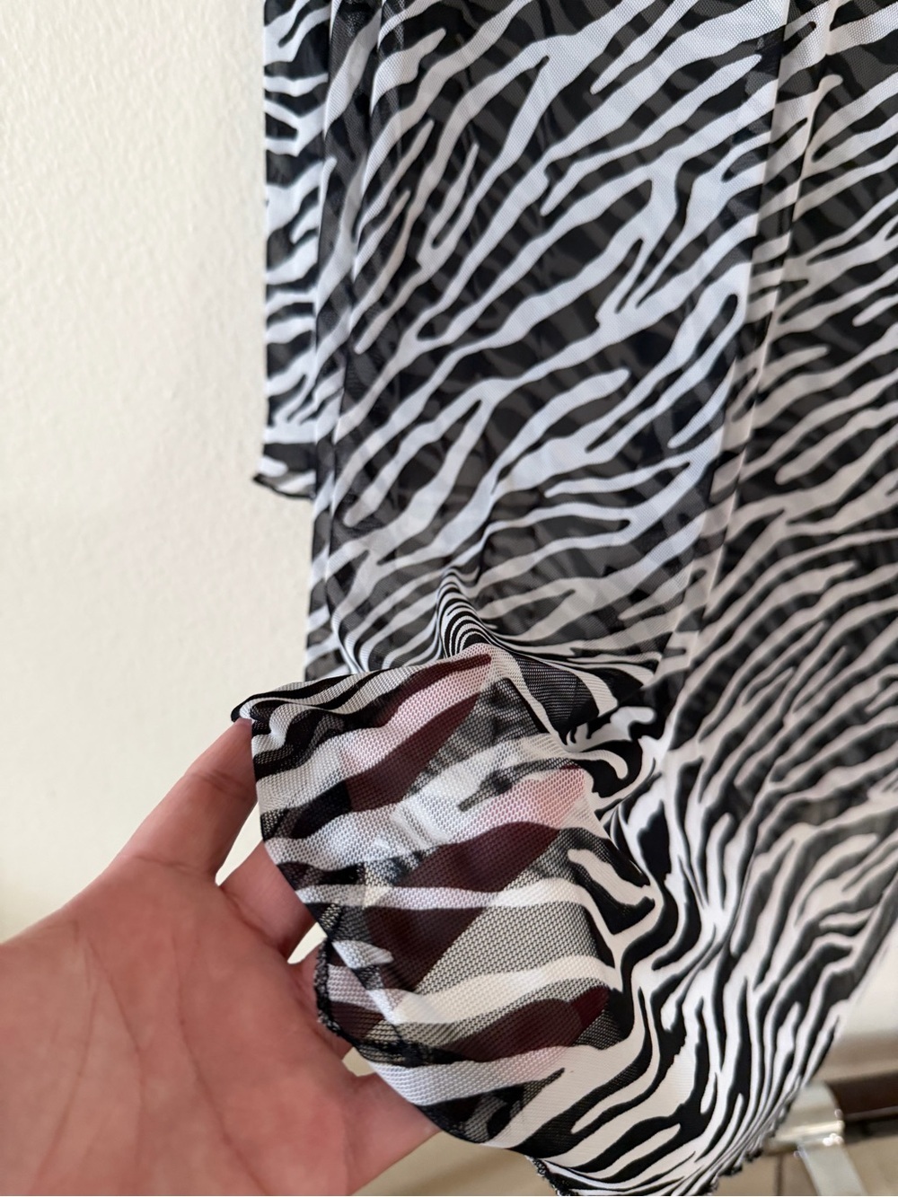 Vintage y2k Black and White Zebra Print Swim mesh Coverup made in USA - Picture 4 of 5
